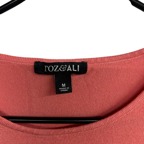 Romantic Lace Sleeve Top Roz & Ali Coral Feminine Modern Vintage M - Picture 5 of 7